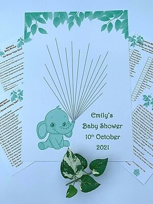 £3.89 • Buy BABY SHOWER GAMES Guestbook Print Botanical Guess Weight Birth Date Knows Mummy