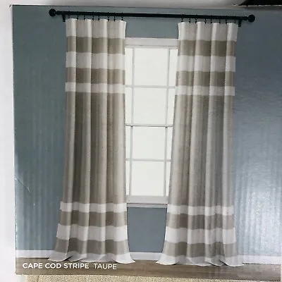 Lush Decor Curtain Panel Set 40  X 84  Stripe Taupe White Yarn Dyed Cotton • $34.95