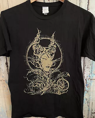 Womens Disney's Maleficent Black Gold Crewneck T-Shirt Sz Medium M • $12.99