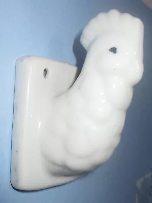 Vintage White Ceramic Chicken Head Hook Hanger Wall Mounted Farmhouse Decor • $17.50