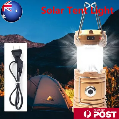 Portable Rechargeable Solar LED Camping Lamp Lantern Tent Light Outdoor Hiking • $18.98