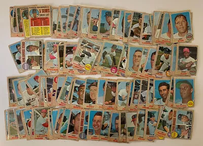 1968 Topps Baseball Lot Of 100 Cards Vintage Stars HOFs Low Grade Lot Ed Mathews • $19.99