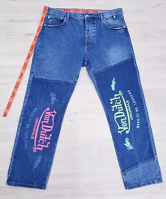 Von Dutch Scotty Patchwork [TM252] Denim Blue Jeans Made Italy #/300 Men's 38x32 • $99.99