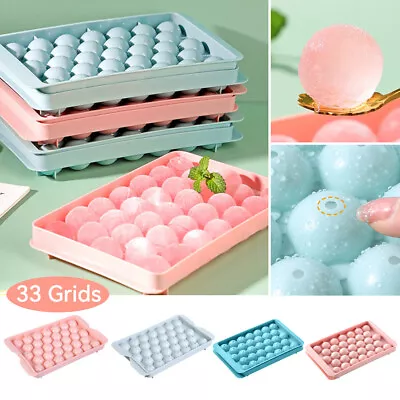 33 Grid Round Ice Cube Tray Ball Maker Silicone.Mold Sphere Whiskey Round Mould. • £3.79