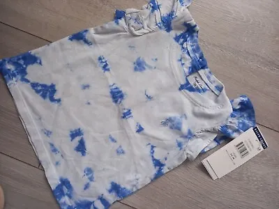 Ralph Lauren Baby Girl Light Blue Pony Logo Tie Dye Rrufle Top T-shirt 9 Months • £12.99