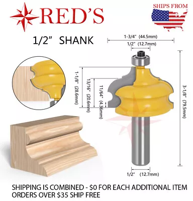 REDS Y80755-8 - 1-3/4  Decorative  Molding Router Bit 1/2  Shank • $10.99