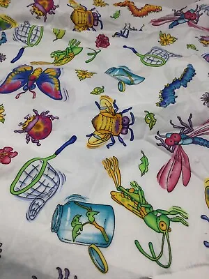 White Bug Fabric Remnants 2 Pieces Insects Large Scale Cotton Quilt I Spy F40 • $7