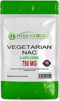 Acetyl Cysteine NAC Supplement | 60 N-Acetyl Cysteine Vegetarian Capsules - 750m • £11.70