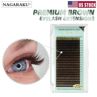 3D Volume Brown Individual Mink Semi-permanent Eyelash Extensions B C D Curl • $9.74