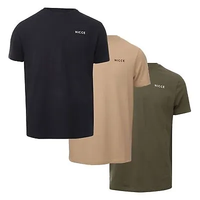 Men's T-Shirt NICCE Flint 3 Pack Short Sleeve Cotton In Multicolour • £24.99