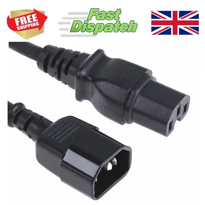 Power IEC Kettle Male To Female UPS C13 - C14 Black Lead Cable Cord Extension • £9.99