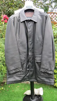 Canali   Leather Coat  Black  Size Large • £320