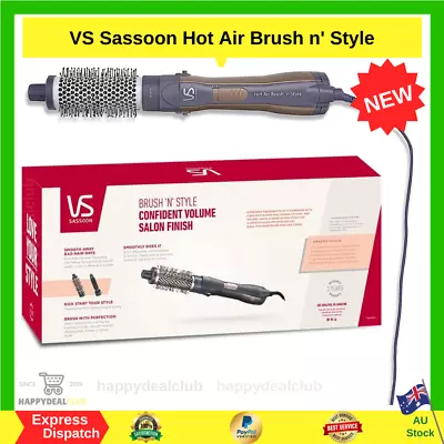 VS Sassoon Hot Air Brush N' Style Hair Curler Dryer Shaping 800W Ceramic NEW AU • $53.99