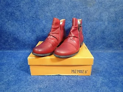 NEW Miz Mooz Double Zipper Red Leather Ankle Boots Logic EU 41 US 9.5 Wide • $69.99