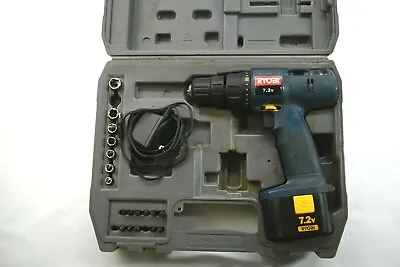 Ryobi HP722 7.2V Cordless Drill With Case Charger Battery & Bits Tested Working • $29.02