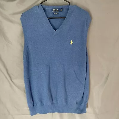 Ralph Lauren Polo Men's 2XL Sweater Vest Blue Sleeveless 100% Pima Cotton • $20
