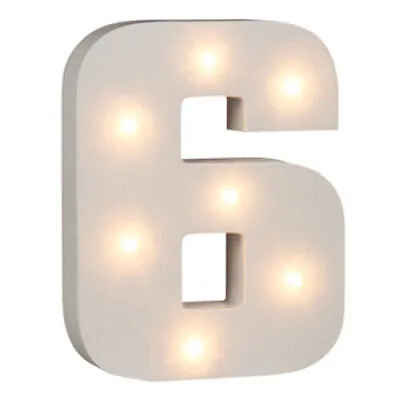 £5.95 • Buy 16cm Illuminated Wooden Number 6 With 7 Led Sign Message Decor Party Home Gift