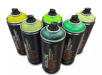 Montana BLACK Shades Of Green Spray Paint Assortment Set Of 6 • $52