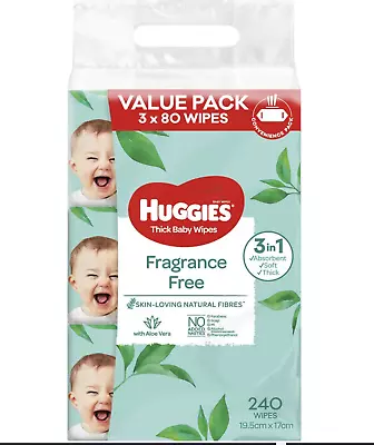 240 HUGGIES Thick Baby Wet Wipes Bulk Mega Pack Fragrance Free- Baby Wipes • $19.97