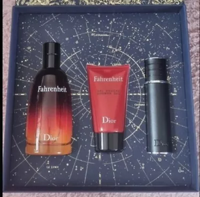 Dior Fahrenheit Gift Set 100ml EDT Spray 10ml Travel Spray & 50ml Shower Gel • £92