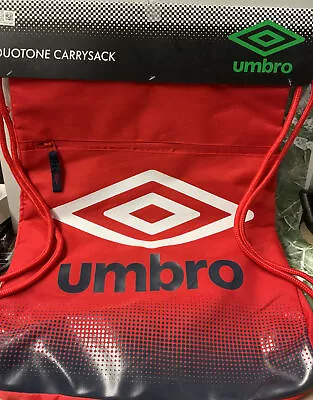 🎒 Umbro Duotone Carrysack (BACKPACK) 17”H X 13”W Red Kids Gym Bag👌🆕️ • £13.98