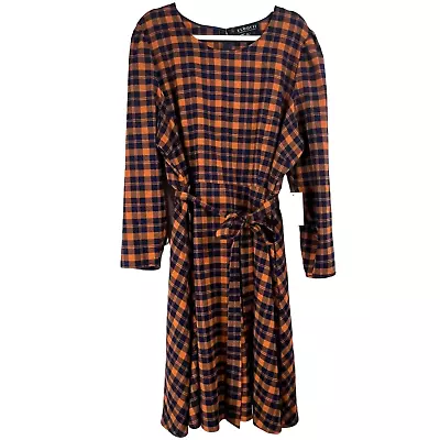 NEW ELOQUII Plaid Flannel Long Sleeve Fit & Flare Belted Dress Size 22 • $40.49