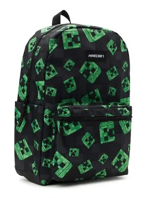 Minecraft Creeper 17  Laptop Backpack Book School Bag Black Green NWT • $15.99