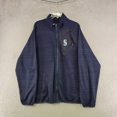 Seattle Mariners Jacket Mens XL Blue Full Zip Mock Neck Pockets MLB Baseball • $16.77