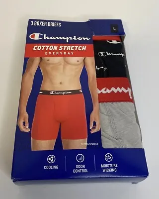 Champion Boxer Briefs 3-Pairs Men's Every Day Cotton Stretch Anti Odor Wicking • $19.17