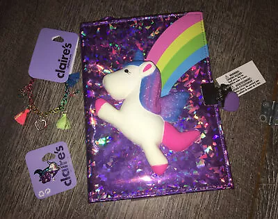 $57.93 • Buy Claire’s Squishy Rainbow Unicorn Slow Rise Diary Key Ring Bracelet Jewelry Lot