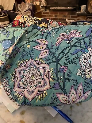 Vera Bradley Ultimate Travel Tote Bag In Cotton  Peacock Garden With Wallet • $21.75