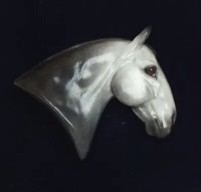 Fine Bone China Horse Brooch - Hogged Cob - Dark Grey • £29.95