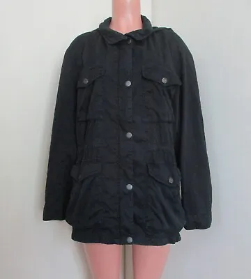 Vince 100% Cotton Black Long Sleeve Zip Collar Hood Utility Jacket Size L • $31