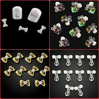 26 Styles  DIY 3D Nail Art Decoration Bows Flowers Roses Rhinestone Gems Stickes • £3.85