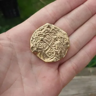 Spanish Treasure Coin 999 Silver Hand Pour 24k Gold Gild. 1ozt 999 Fs • $72