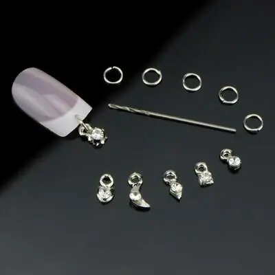 13PCS Metal Rhinestone Piercing Dangle Drill Nail Art Piercing Manicure T-TM • £3.10