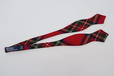 Vintage Polo Ralph Lauren Bow Tie Tartan Plaid Red 100% Wool Self Tie Italy • $49.95