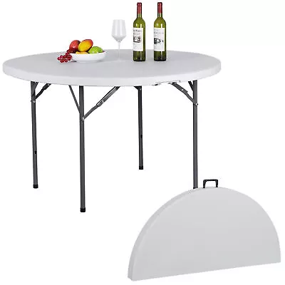 4ft Portable Plastic Folding Table Round Card Table Indoor Outdoor Dining Party • $55.59