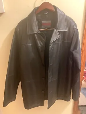 Men’s Black Leather Jacket Coat Excelled Size Medium Fits Like Large • $24