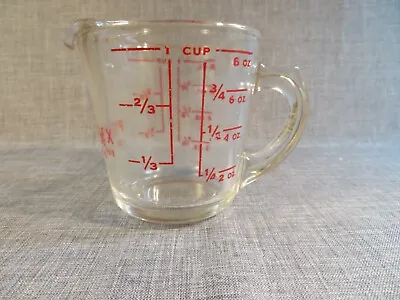 Vintage PYREX 508 Red Letter D-Handle 1 Cup/1 Pint Glass Liquid Measuring Cup • $12.99