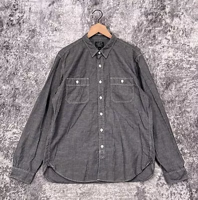 J Crew Shirt Large Mens Gray Chambray Utility Work Shirt • $29.99