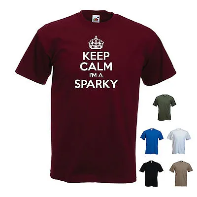 £9.99 • Buy 'Keep Calm I'm A Sparky' Funny Electrician T-shirt Tee