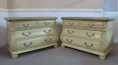 Pair Vintage French Style Inset Marble Top Bachelors Chests 3 Drawer Dressers • $899
