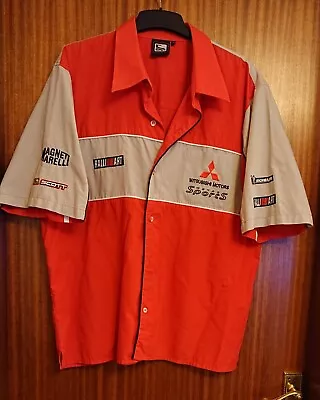 Mitsubishi RALLIART Motor Sports Short Sleeve Shirt Polycotton L Size 42  Aprox • £30