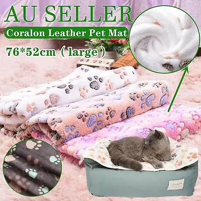 $7.59 • Buy 76x52cm Warm Pet Mat Paw Print Cat Dog Puppy Fleece Soft Blanket Bed Cushion AU