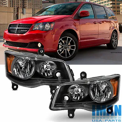 Black Housing Amber Concer Headlights Assembly For Dodge Grand Caravan 2011-2020 • $79.85