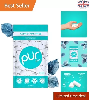 PUR 100% Xylitol Chewing Gum Sugarless Wintergreen Sugar Free + Aspartame F... • £7.99