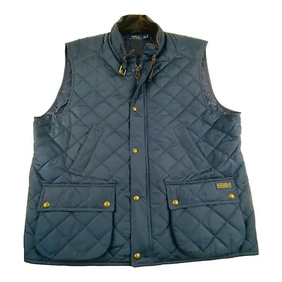 Ralph Lauren Polo Vest Navy Mens Size XXL Poyester Nylon Cotton Leather RN41381 • $45