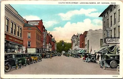 Mt Mount Vernon Ohio OH S Main Street Isalys Ferrells Endicott S1920s Postcard • $4.99