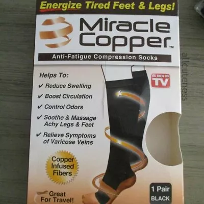 2 Pack Miracle Copper Socks Anti Fatigue Compression Black UNISEX With Box • $15